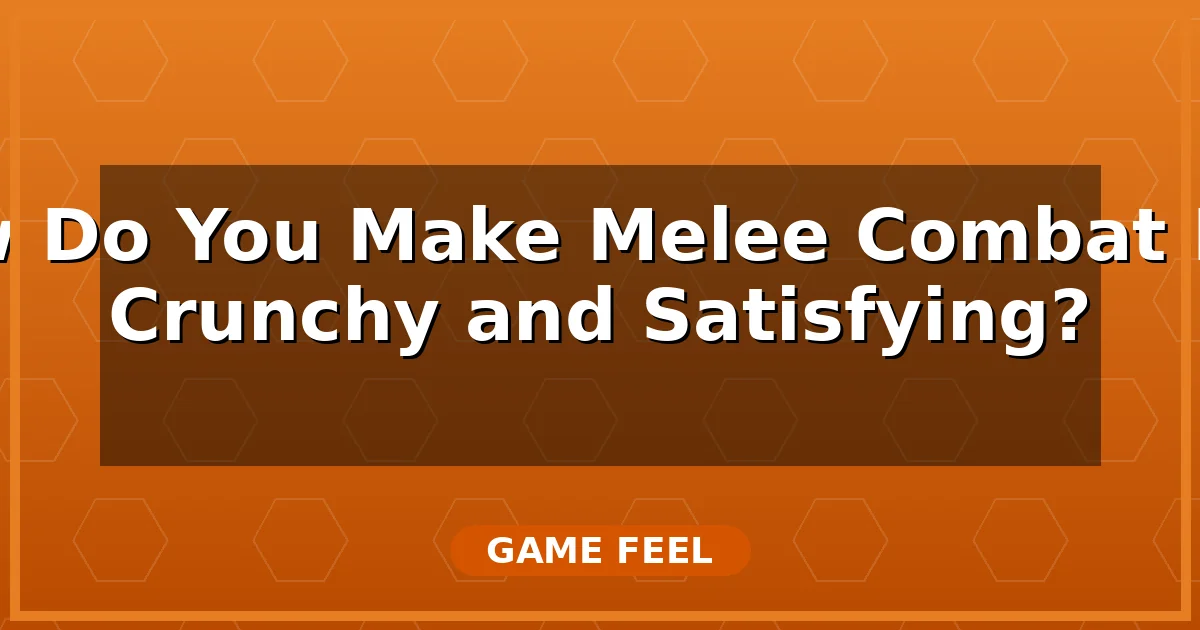 How Do You Make Melee Combat Feel Crunchy and Satisfying?